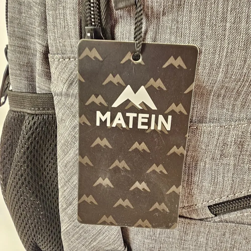 MATEIN Gray Laptop Backpack USB Charging Port Travel School Work Bag 19x 13x 6